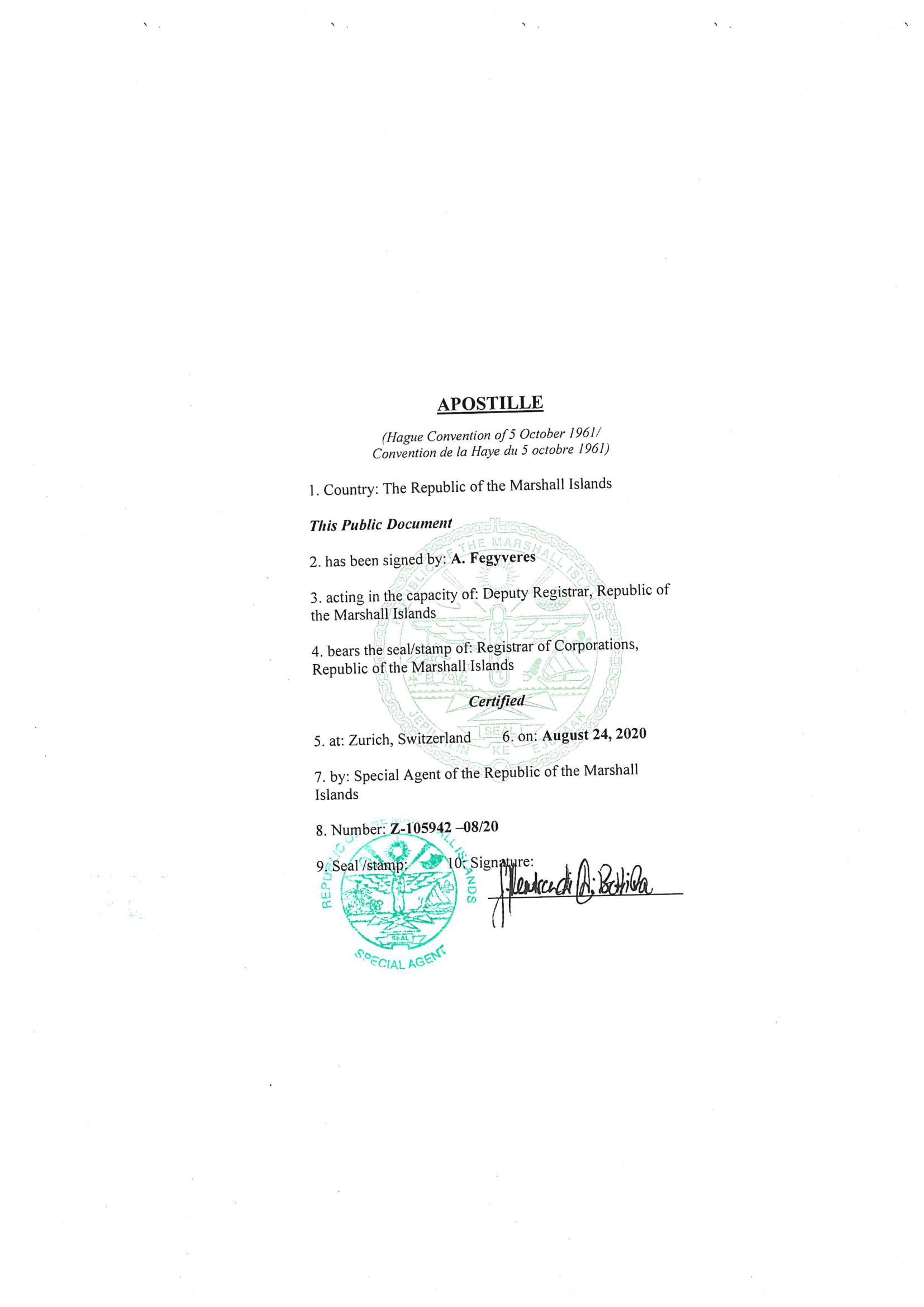 , Registration certificate