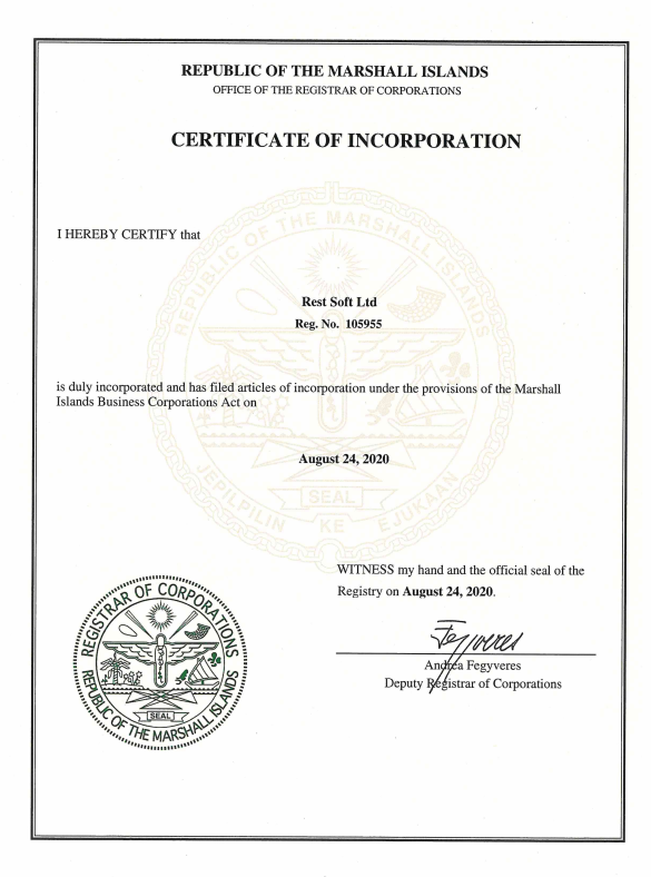 , Registration certificate